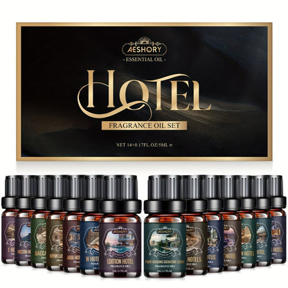 Essential Oil Diffuser Gift Set 14 Pcs – Luxury Fragrance Oils for Diffuser, Candle Making & Aromatherapy | Hotel Collection Scents