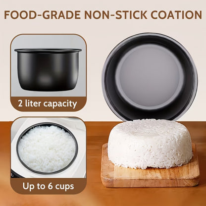 Rice Cooker 2L 4 Cups 10-in-1 Mini Multifunctional Compact Electric Rice Cooker for Rice Soup Stew Oatmeal Cake Steamed Vegetables Perfect for Small Kitchen Dorm Apartment