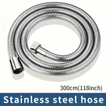Flexible Stainless Steel Shower Hose Electroplated - Round Shape, Wall-Mounted Easy Install, for Rainfall Shower Heads & Sprayers, 59" / 78.7" / 118" Length Options, Chrome Finish