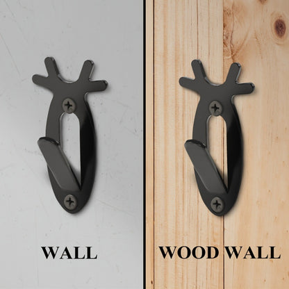Deer Head Wall Hooks Set of 5 | Rustic Antler Wall Mount Coat Hook | Heavy Duty Steel | Entryway Bedroom Bathroom Balcony Home Decor