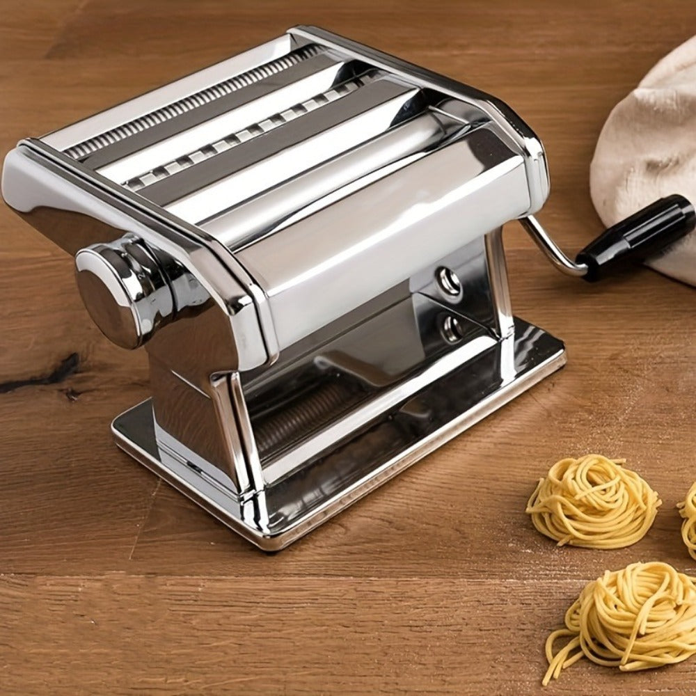 Pasta Maker Machine Manual 9 Adjustable Thickness Settings Stainless Steel Pasta & Noodle Cutter for Spaghetti Fettuccine Lasagna Dumpling Wrappers - Durable Hand Crank Kitchen Tool for Homemade Pasta