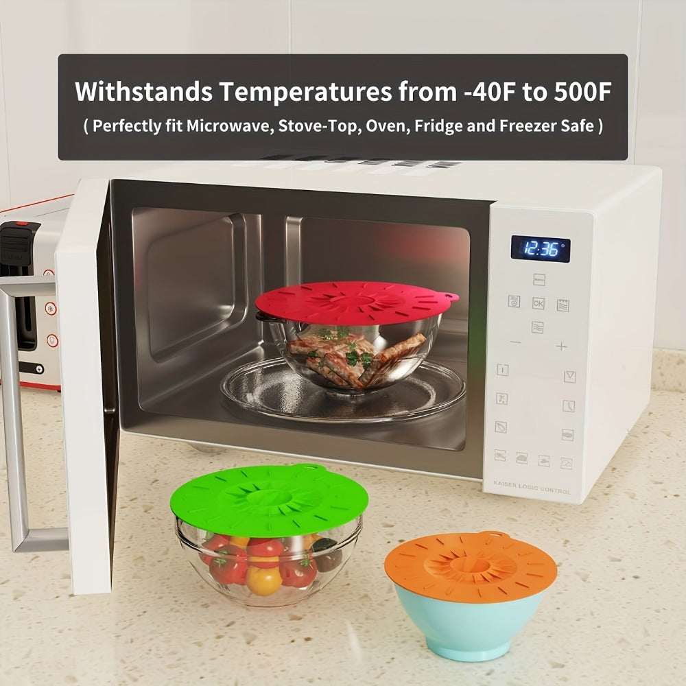Silicone Food Lids 7 Pack 5 Sizes Reusable Stretch Lids for Bowls Cups Pots Pans – BPA Free Microwave Splatter Cover Airtight Leakproof Food Storage Lids Dishwasher Freezer Safe