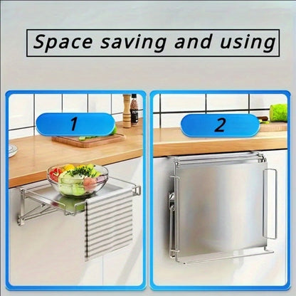 Foldable Stainless Steel Kitchen Storage Rack – Cabinet Door Organizer & Countertop Shelf for Kitchen, Bathroom & Pantry | Space-Saving Multi-Use Hanging Rack