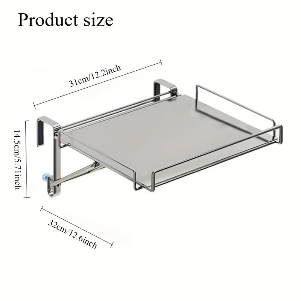 Foldable Stainless Steel Kitchen Storage Rack – Cabinet Door Organizer & Countertop Shelf for Kitchen, Bathroom & Pantry | Space-Saving Multi-Use Hanging Rack