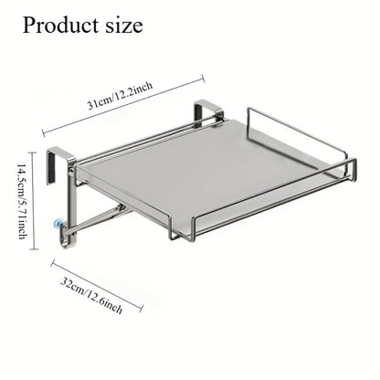 Foldable Stainless Steel Kitchen Storage Rack – Cabinet Door Organizer & Countertop Shelf for Kitchen, Bathroom & Pantry | Space-Saving Multi-Use Hanging Rack
