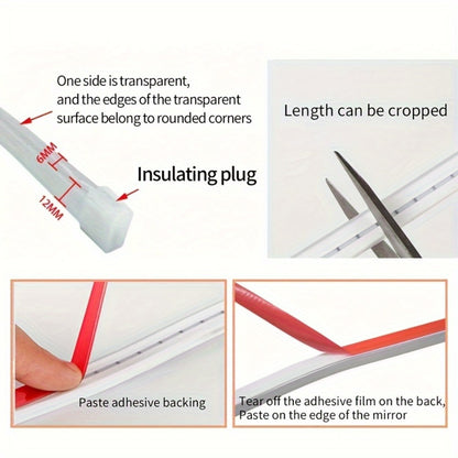 LED Neon Light Strip Touch Dimmer USB Flexible Ambient Glow Strip Lights for Vanity Mirror Bathroom Mirror Live Streaming Fill Light Bedroom Decor White Warm White 118in 196in 2pcs