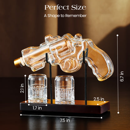 Pistol Whiskey Decanter Set with 2 Shot Glasses – Cool Liquor Dispenser Gift for Him, Husband, Dad | Unique Birthday & Anniversary Bar Gift