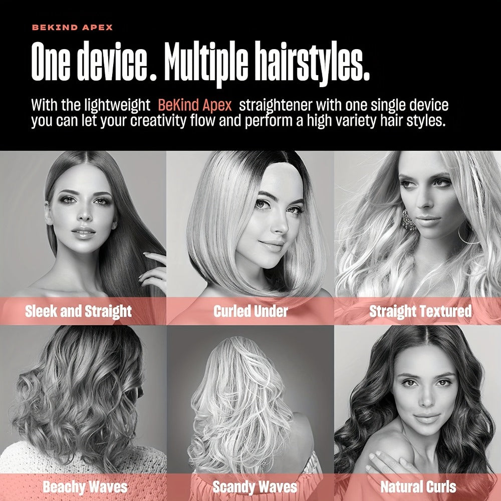 Hair Straightener Flat Iron 2-in-1 Curling Iron | 460°F Professional Ceramic Plates | 15s Fast Heating | Temp Memory | UltraSmooth Anti-Frizz | Gift Set for Women Girls