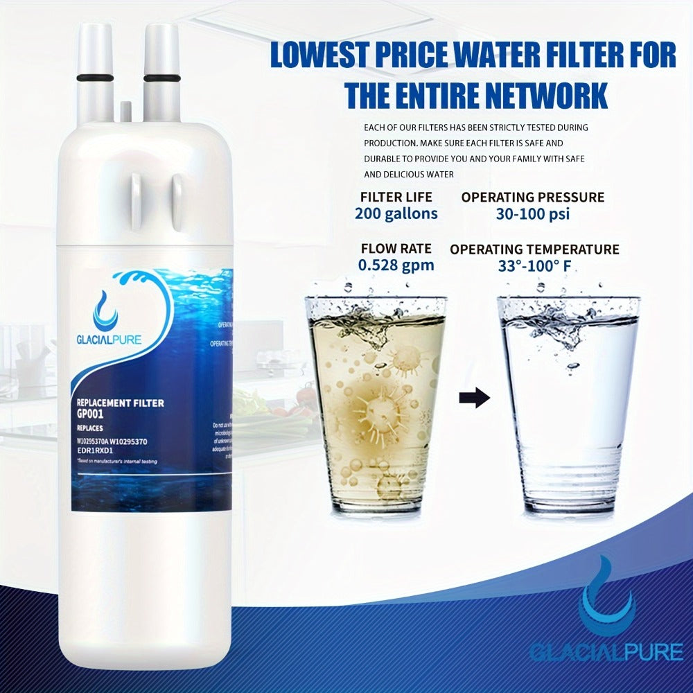 Refrigerator Water Filter 5-Pack Compatible with GlacialPure GP001 EDR1RXD1 W10295370 WHR1RXD1 KAD1RXD1 P8RFWB2L P4RFWB P5WB2L – Replacement Filter for Whirlpool Kenmore KitchenAid Maytag Amana