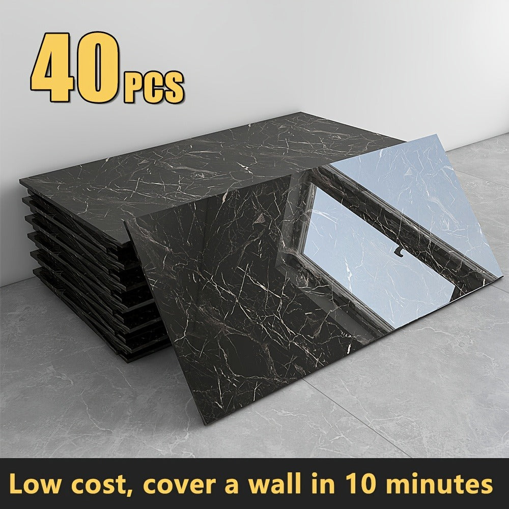 Peel and Stick Wall Panels Marble Pattern Self-Adhesive PVC Wall Tiles Waterproof Backsplash Stickers for Kitchen Bathroom Living Room Home Decor 20/40Pcs