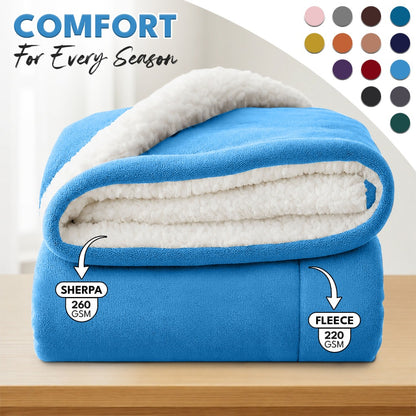Sherpa Flannel Blanket – Double-Layer Ultra Soft Warm Throw for Bed, Sofa & Bedroom Decor, Better Sleep, 14 Colors, 3 Sizes