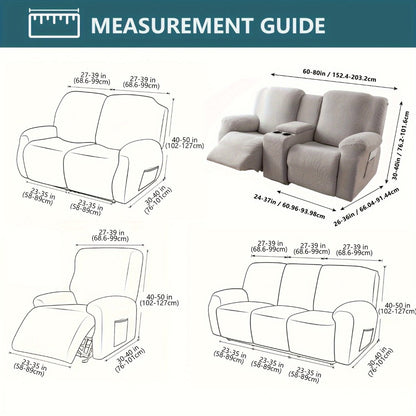 Jacquard Stretch Sofa Recliner Cover Big Leaves - High Stretch Soft Washable Slipcover for 1 2 3 Seat Loveseat with Console Furniture Protector Home Decor, 6 Colors