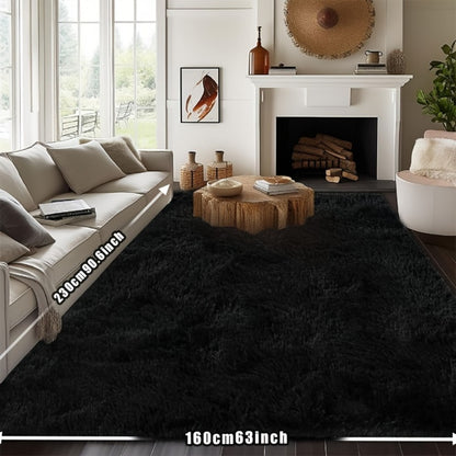 Fluffy Rug Plush Soft Indoor Carpet Non-Slip for Living Room Bedroom Hallway Runner Nursery Kids Play Area — Tie Dye & Solid Colors Multiple Sizes