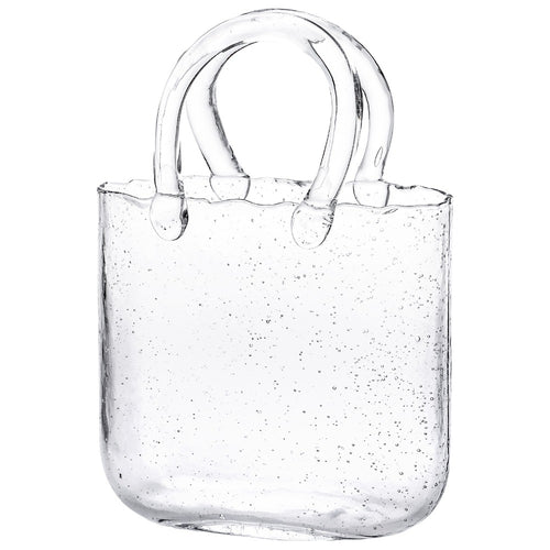 Glass Purse Vase for Flowers – Handbag Shape Clear Decorative Flower Vase, Home Table Decor, Gift