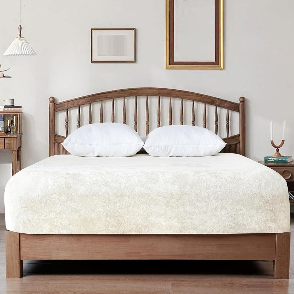 Double-Sided Velvet Sheet Set – Soft Warm Milk Velvet & Suede Fitted Sheet with Pillowcases All Seasons Twin Full Queen King