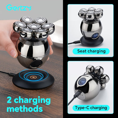 Electric Head Shaver for Bald Men 5-in-1 Grooming Kit with Rotary Blades, Hair Clipper, Nose Trimmer, Cleaning Brush & Scalp Massager – Cordless Rechargeable Skull Shaver, Silver & Gold