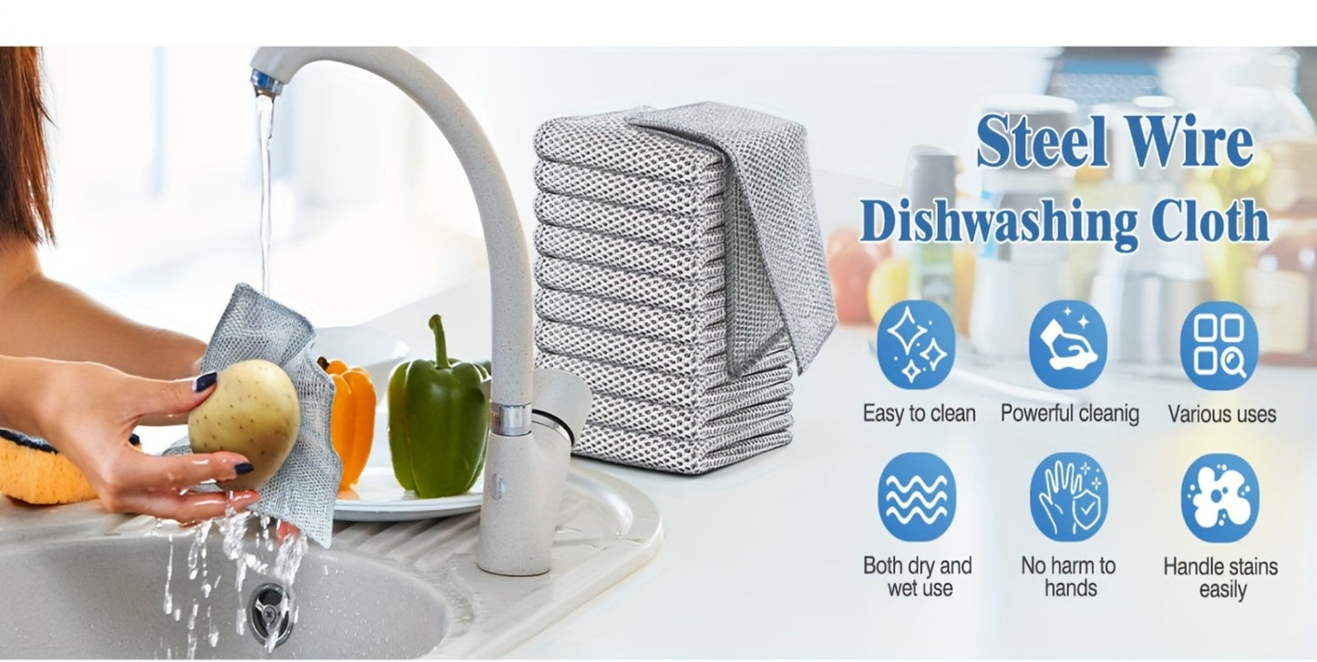 Stainless Steel Kitchen Scrubber Wire Cleaning Cloth Scratch Resistant Reusable Dish Scrubber for Pots Pans Dishes Glass Cookware 50 Pack 100 Pack