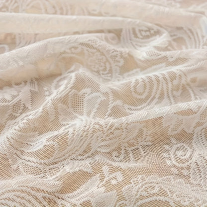 Sheer Curtains French Vintage Lace Rod Pocket Semi-Transparent Polyester Floral Phoenix Tail Design for Bedroom Living Room Partition 140cm Wide
