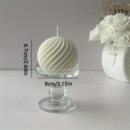 Scented Candle Wave Sphere Ball - Sandalwood & French Vanilla Fragrance, Geometric Home Decor Candle for Valentine's Day, Christmas & Special Occasions