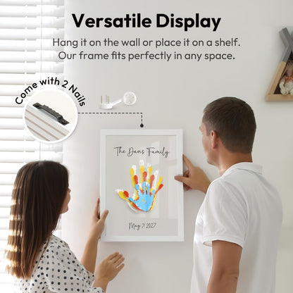 Handprint Kit for Family - DIY Wooden Keepsake Frame with Paint, Baby Hand & Footprint Craft Set, Cherished Memory Keepsake Box, Unique Gift for New Parents, Home Decor Nursery Art