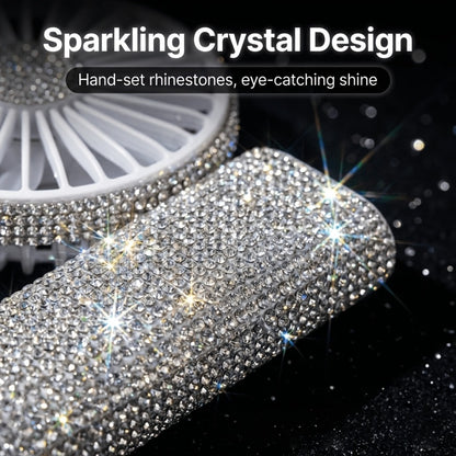 Rhinestone Handheld Fan Mini USB Rechargeable, Crystal Diamond Sparkling Personal Fan 3-Speed for Women and Girls, Elegant Portable Fan for Wedding, Outdoor, Travel, Office and Indoor Use