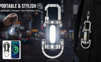 Mini Keychain Flashlight 4 Pack USB Rechargeable, 1200 Lumens 7 Modes Compact EDC Pocket Flashlight with Phone Charging Function, Clip-On Portable Torch for Hiking Camping Emergency Outdoor Survival