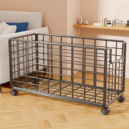 Rolling Metal Storage Basket with Wheels – Multifunctional Wire Organizer Cart for Laundry Room, Bathroom, Kitchen & Closet, Open Shelf Bin, No Lid, Home Organization Storage Basket