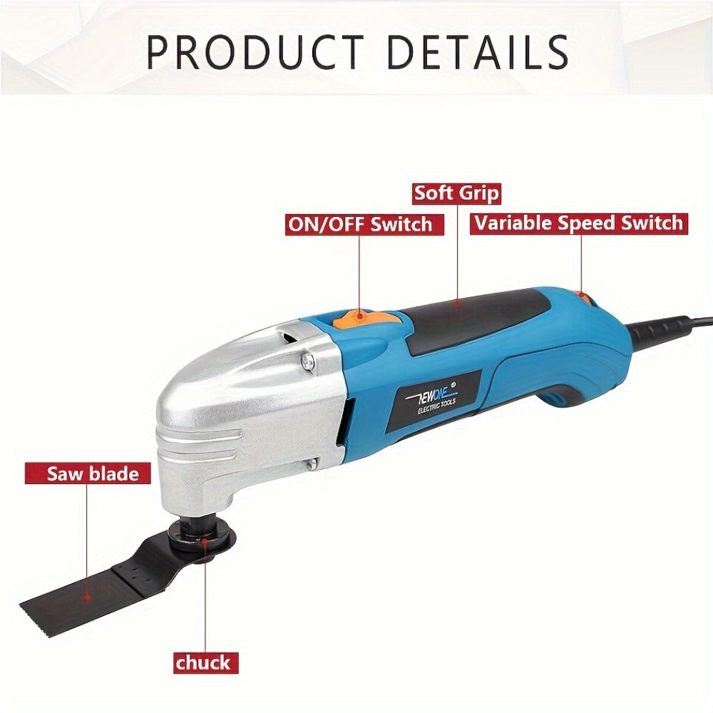 Oscillating Multitool Kit 2.5 Amp Corded, 6-Speed Variable, 3° Oscillation Angle, Cutting Tool for Wood Metal Plastic, High-Precision Renovator Tool for DIY Projects & Home Repairs, Accessories Included