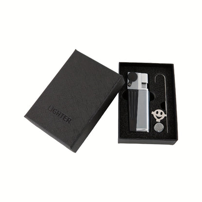 Folding Pipe Lighter Refillable 2-in-1 with Adjustable Flame, Metal-Crafted Durable Design, Gift Box Included – Windproof Butane Lighter for Men, Outdoor, Christmas & Valentine’s Day Gift