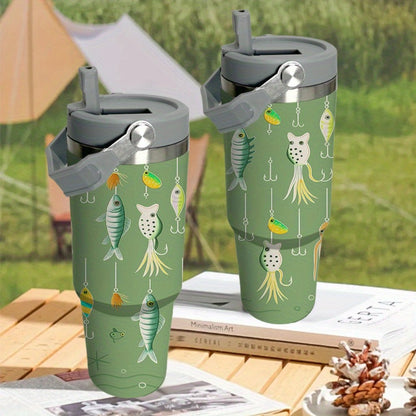 Insulated Travel Mug 30oz with Handle & Straw Stainless Steel Coffee Tote Tumbler Keeps Hot Cold Drinks Gift for Women Mom Wife Birthday Graduation Father's Day