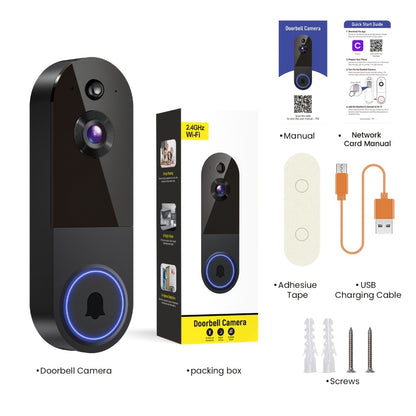 Wireless Video Doorbell Camera 1440P WiFi | AI Snapshot Night Vision Two-Way Intercom Rechargeable Battery | Photo Video Local Storage Smart Home Doorbell White Black