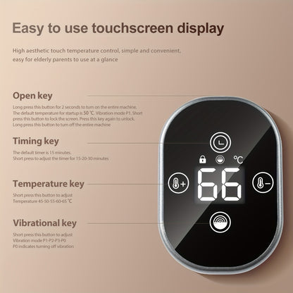 Electric Heated Knee Massager 3-in-1, Vibrating Heating Pad for Knee Shoulder Elbow, 5 Temperature Settings 45-65°C, 3-Speed Massage, Wireless Wearable Pain Relief Wrap