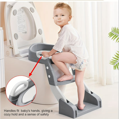 Potty Training Seat with Step Ladder 2-in-1 Toddler Toilet Seat & Stool - Foldable Kids Potty Chair with Splash Guard, Anti-Slip Pads & Handles for Boys Girls
