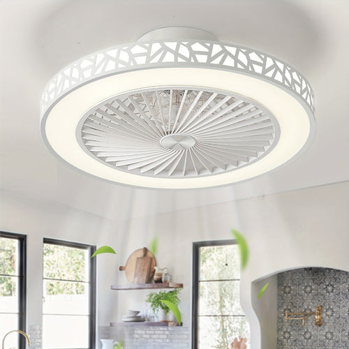 Flush Mount Ceiling Fan with Light and Remote 19 Inch | Low Profile LED Ceiling Fan 6 Wind Speeds Reversible Motor | Quiet Compact Fan for Bedroom Kids Room Living Room Low Ceiling | White Black