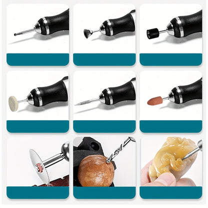 Mini Rotary Tool Kit - Wireless USB Rechargeable Micro Drill Carving Pen for Cutting, Carving, Drilling, Polishing & Buffing (58/74/83 Pcs)