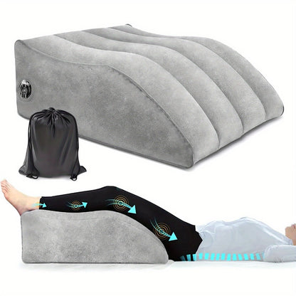 Inflatable Leg Elevation Pillow for Sleeping – Wedge Knee Support Cushion for Swelling Relief, Ergonomic Leg Raise Pillow for Bed, Travel & Camping, Lightweight & Portable, Gray