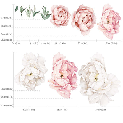 Peony Flower Window Glass Sticker – Anti-Collision Waterproof Decorative Glass Film, European Floral Wall & Window Decal for Home Decor, 17.7 x 47.2 Inches (2 Styles)