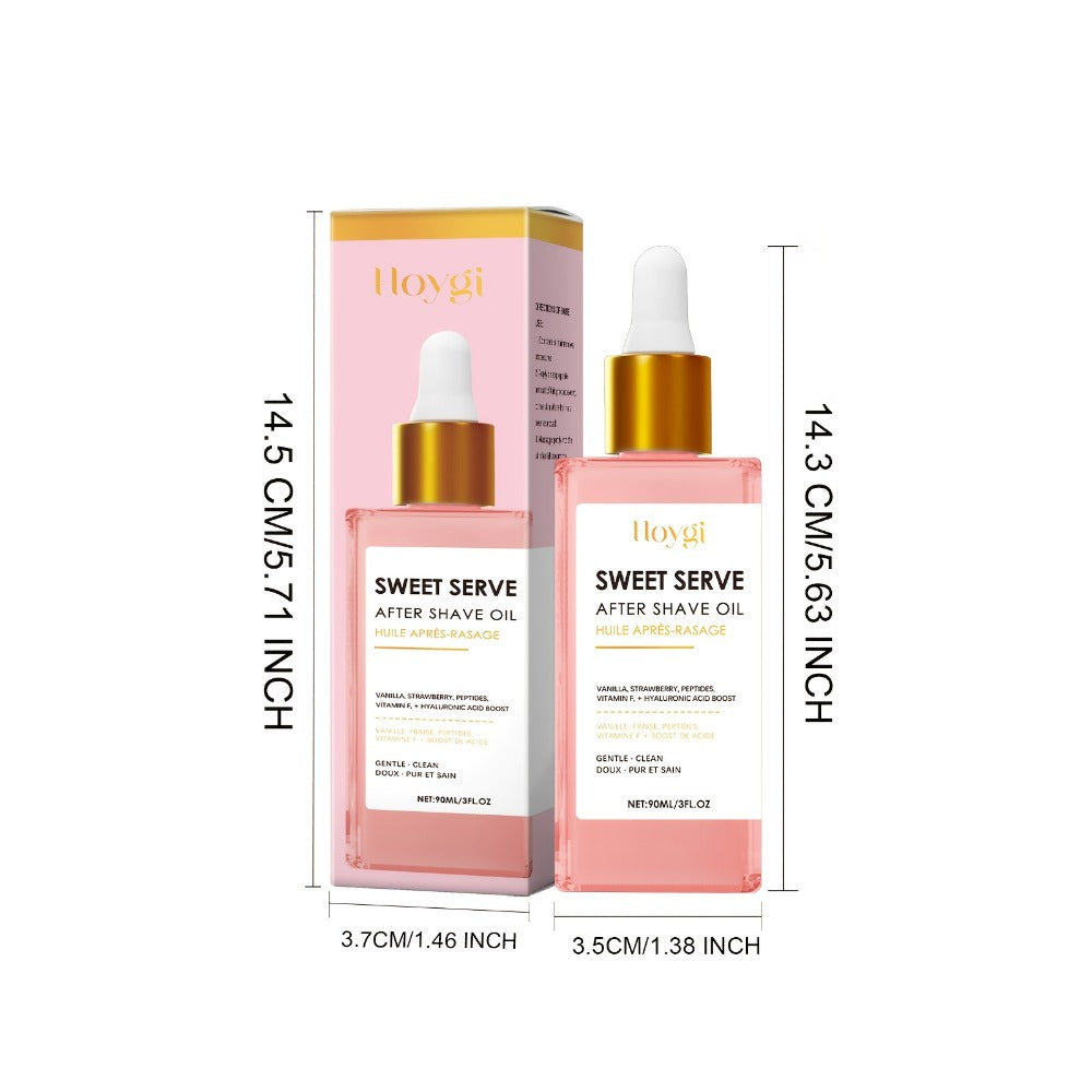 Post-Shave Hair Removal Oil for Women – Strawberry Scent, Hyaluronic Acid & Linolenic Acid, Moisturizing Skin Softener, Portable, 3.04 fl oz