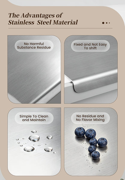 Stainless Steel Cutting Board & Rolling Pastry Board – Non-Slip Kitchen Prep Mat with Butcher Block Surface