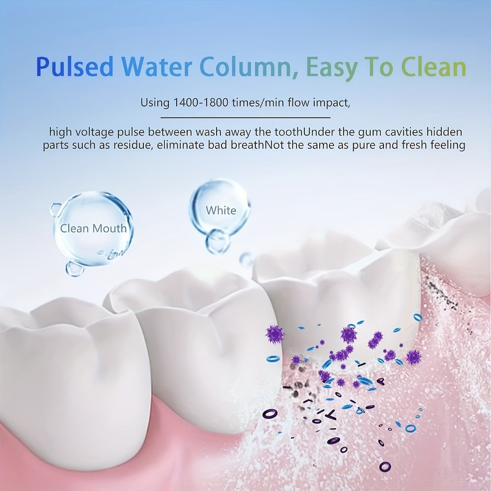 Cordless Oral Irrigator Water Flosser - 3-Mode Portable Electric Dental Cleaner with 4 Function Nozzles, Fully Automatic Oral Scrubber, Plaque Removal, USB Rechargeable, Travel-Friendly, Home Dental Care
