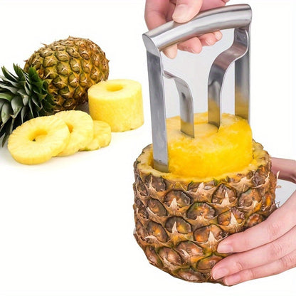 Pineapple Corer Slicer Stainless Steel – Easy One-Step Pineapple Cutter with Comfortable Grip for Home Kitchen Restaurant Use, Removes Core & Slices into Rings (1pc / 2pcs)