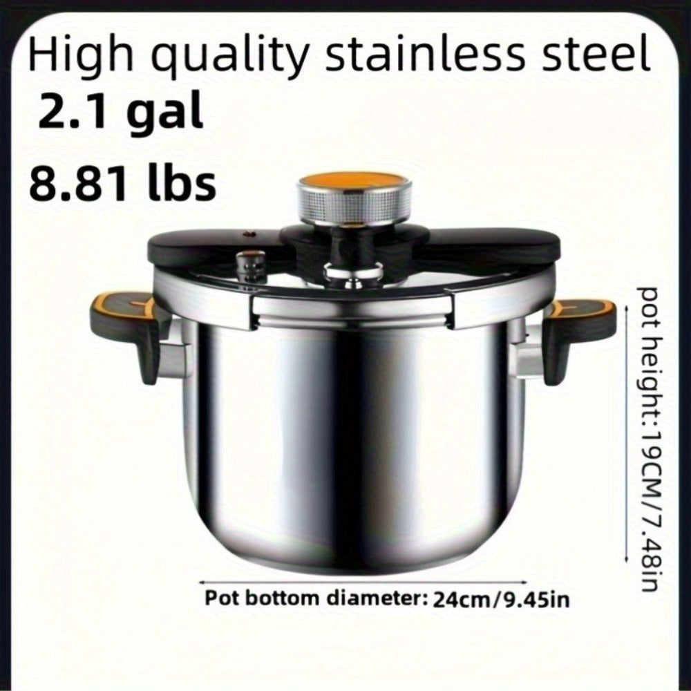 Pressure Cooker Stainless Steel with One-Twist Lock Lid – Heavy-Duty Induction & Gas Compatible Stew Pot in 1.32gal, 1.59gal & 2.11gal, Dishwasher Safe Family Soup Cooker for Daily Cooking