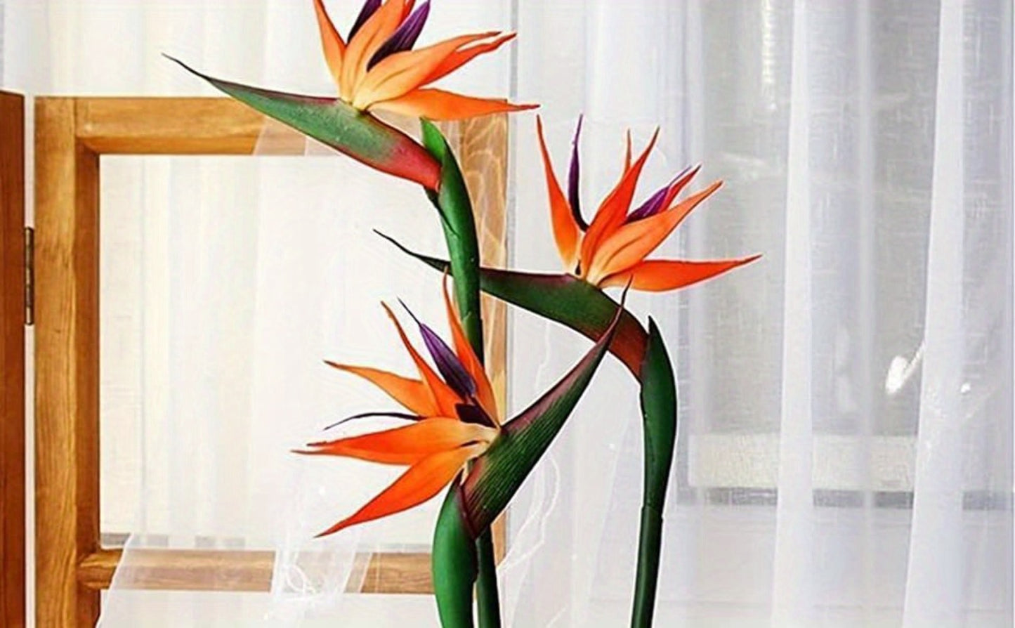 Artificial Bird of Paradise Flowers – 3pcs Realistic Rubber Strelitzia with 24.5" Long Stems for Home Decor, Vase Arrangements, DIY Bouquets, Party & Fall Decor (4 Colors)