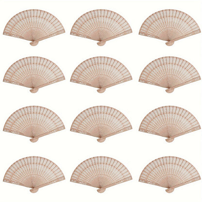 Wooden Folding Fans Bulk 50 Pack Sandalwood Hand Fans with Gift Bags for Wedding Favors Baby Shower Party Decoration Vintage Handheld Fan
