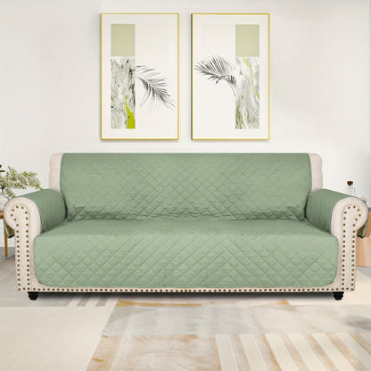 Sofa Slipcover 5-Layer Quilted Thick Sofa Cover Protector Elastic Strap Non-Slip Washable Pet Friendly Universal Fit 3 4 Seater Couch Cover for Living Room - 10 Colors
