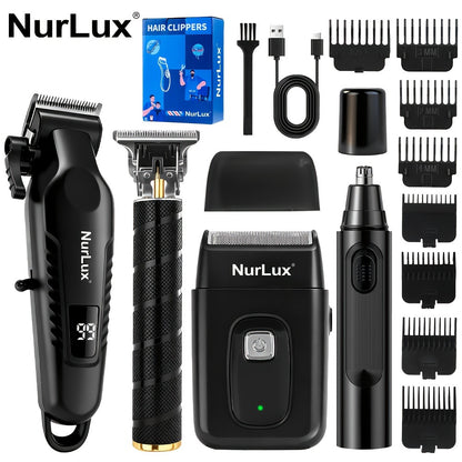 Men's Grooming Gift Box Set – Dragon & Phoenix Design, 2/4pcs Kit with Shaver, Hair Clipper, Nose Hair Remover & T9 Detail Trimmer for Shaving, Hair Cutting & Nose Hair Removal