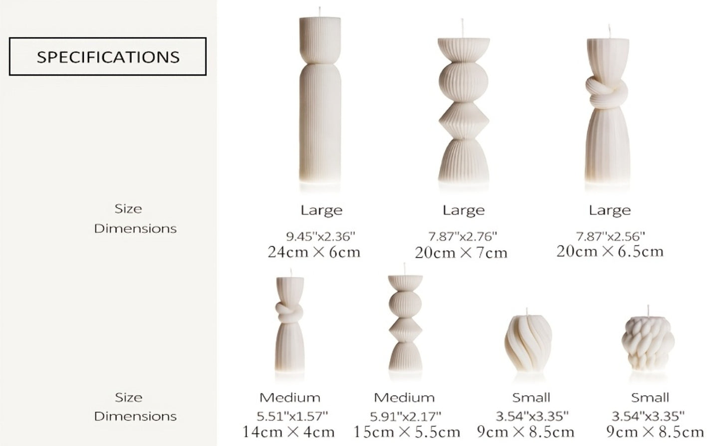 Ribbed Pillar Candles 7-Pack Large Soy Wax, Handmade Aesthetic Pillar Candle Set for Home Decor, Wedding Centerpiece, Shelf Decor, Dining Table & Housewarming Gift – White, Black, Blue, Orange with Glitter