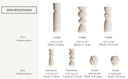 Ribbed Pillar Candles 7-Pack Large Soy Wax, Handmade Aesthetic Pillar Candle Set for Home Decor, Wedding Centerpiece, Shelf Decor, Dining Table & Housewarming Gift – White, Black, Blue, Orange with Glitter