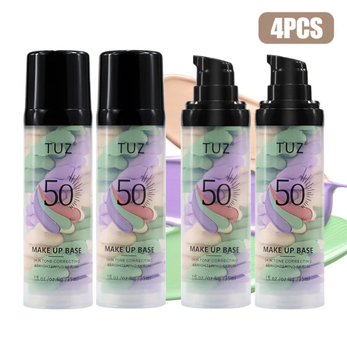 BB Cream Barrier Cream Set 4pcs Tri-Color Long-Lasting Moisturizing Light Texture Natural Finish Anti-Smudge Glycerin Formula for Daily Makeup Travel Gift Women All Skin Types