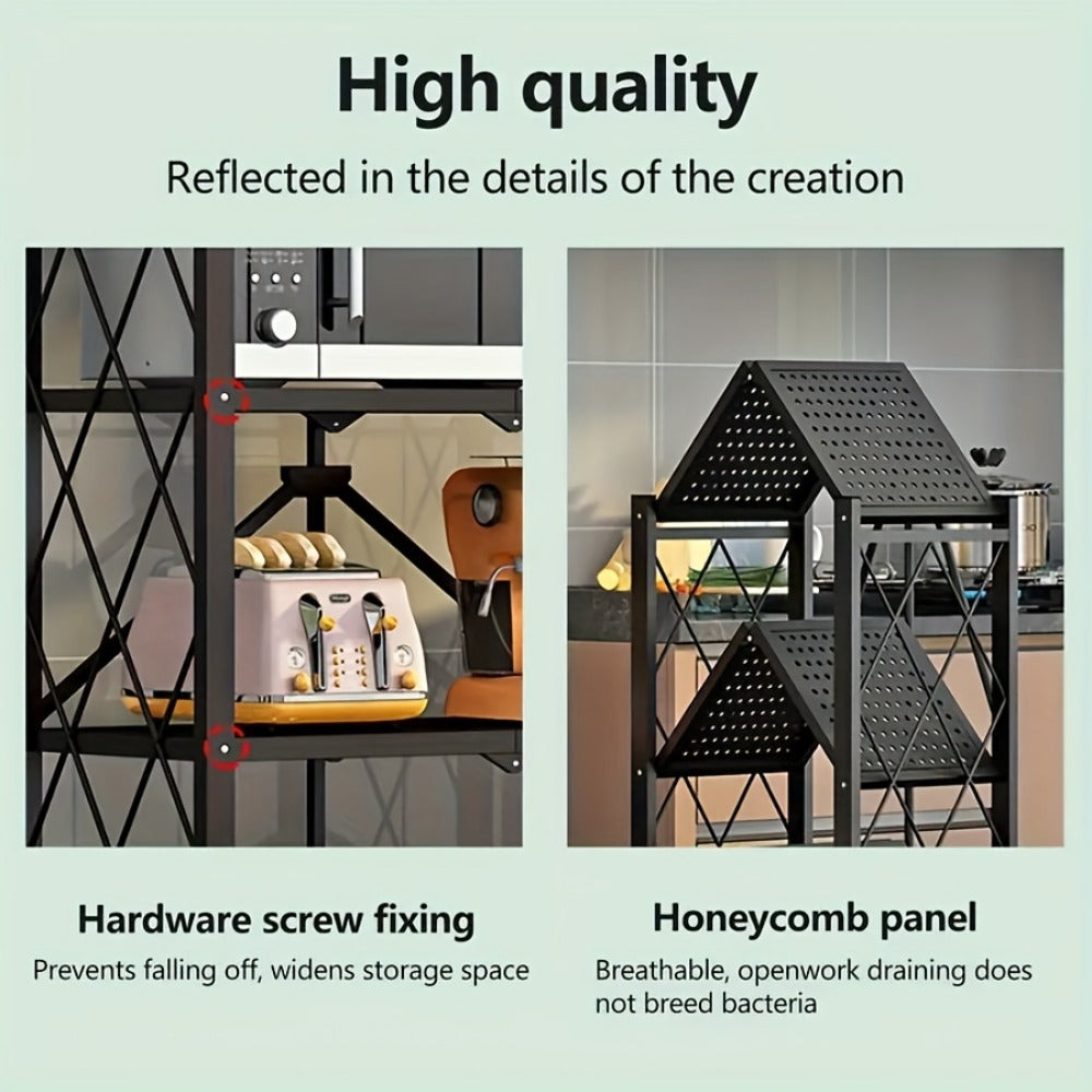 Rolling Storage Shelf with Wheels 3 4 5 Tier Foldable Office File Rack Mobile Floor Standing Organizer for Home Office Black White